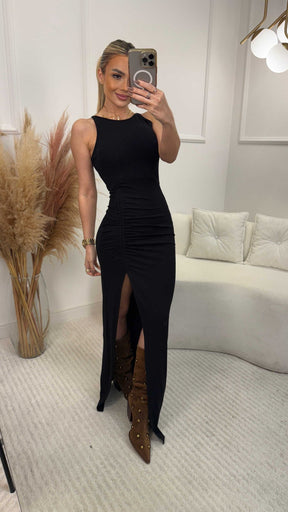 Vestido Fenda Franzida